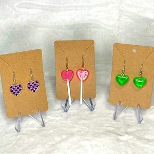 3 pairs heart fashion earrings. New!